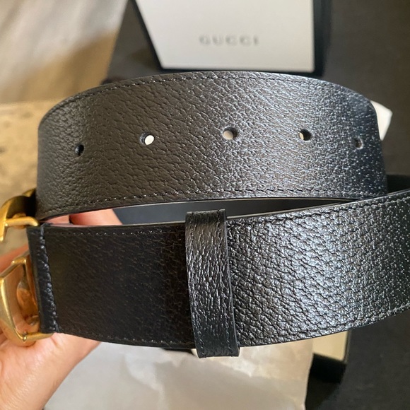 New GUCCI wide leather belt with double GG - Picture 8 of 9